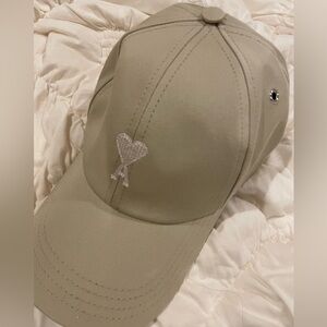 Ami Paris Unisex Beige Nylon Baseball Cap